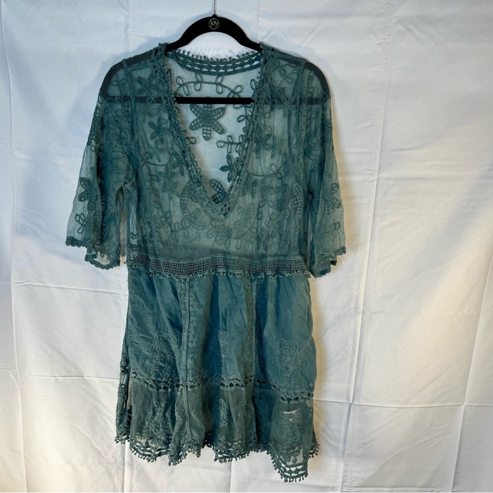 Boho Lace Green Swim Coverup | New Bohemian Lace Swim Coverup NWOT - Picture 5 of 8
